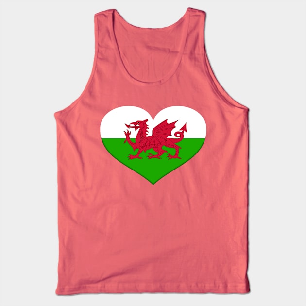 I Love Wales - Heart Welsh Dragon Tank Top by SolarCross